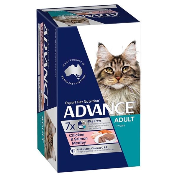 Adult Wet Cat Food Chicken & Salmon Medley 7x85g Trays - Image 2