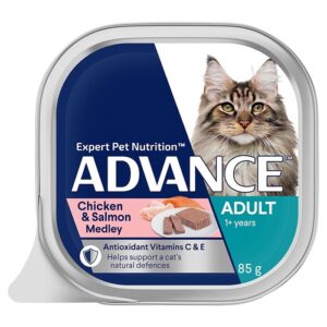 Adult Wet Cat Food Chicken & Salmon Medley 7x85g Trays