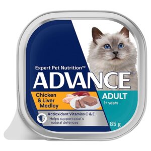 Adult Wet Cat Food Chicken & Liver Medley 7x85g Trays