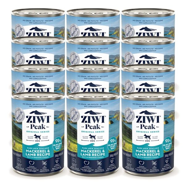 ZiwiPeak Mackerel & Lamb Adult Dog Can 390g x 12 - Image 2