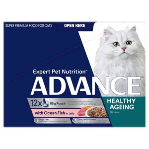 Adult Healthy Ageing Wet Cat Food with Ocean Fish in Jelly 12x85g Pouches