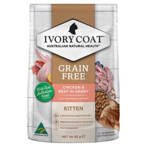 Grain Free Chicken & Beef Kitten Food Pouch 85g x 12