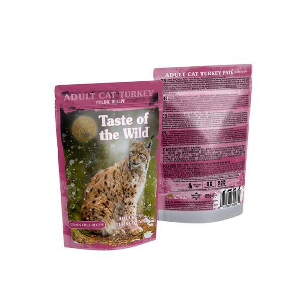 Turkey with Chicken Pate Wet Cat Food Pouch 85g x 12 - Image 2