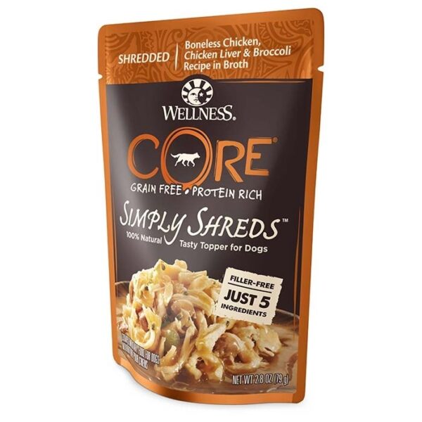Simply Shreds Chicken Liver & Broccoli Dog Pouch 79g x12 - Image 2