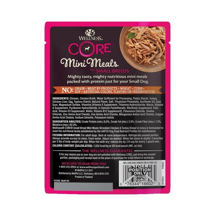 Mini Meals Shred Chk & Turkey Dog Pouch 85g x 12