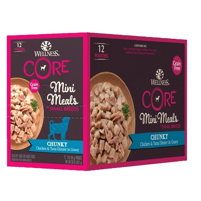 Mini Meals Chunk Chk & Tuna Dog Pouch 85g x 12 - Image 2