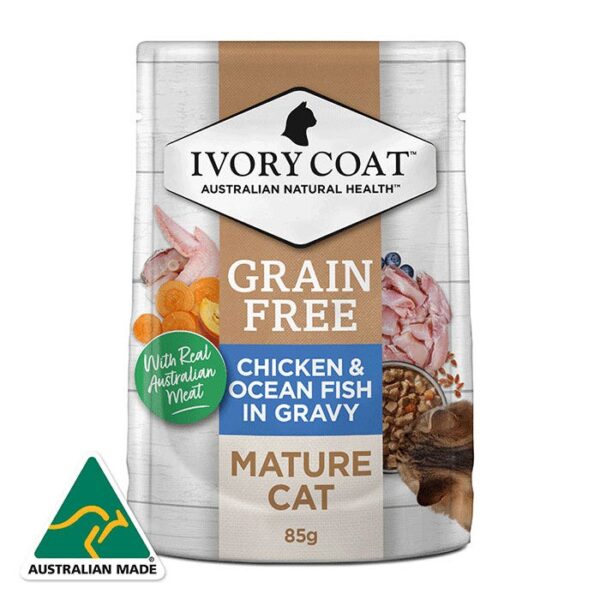 Grain Free Chicken Ocean Fish Light Mature Cat Pouch 85g x 12 - Image 4